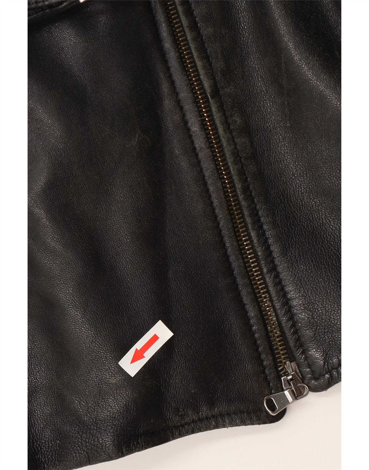 Giacca in pelle vintage da donna UK 12 media nera