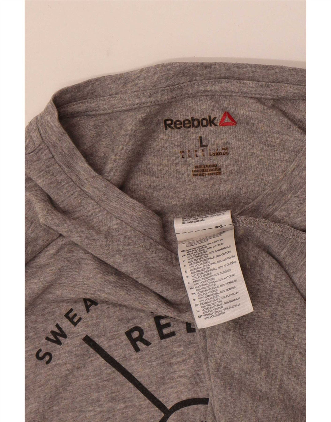 T-shirt grafica da uomo Reebok Top grande in cotone grigio