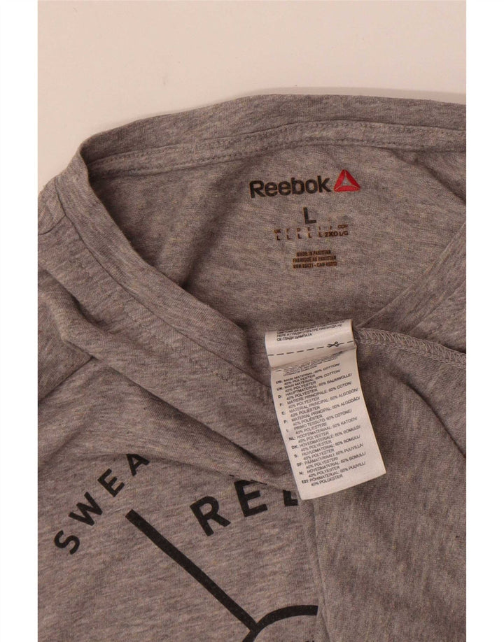 T-shirt grafica da uomo Reebok Top grande in cotone grigio