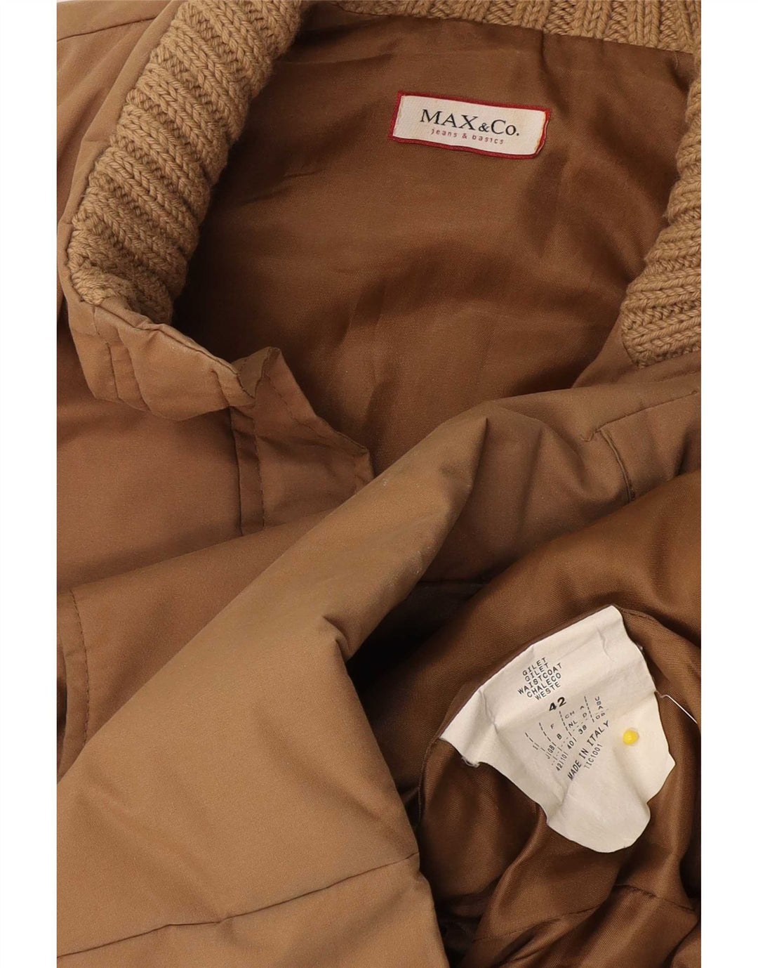 Max & Co. Gilet imbottito oversize da donna UK 10 piccolo cotone beige
