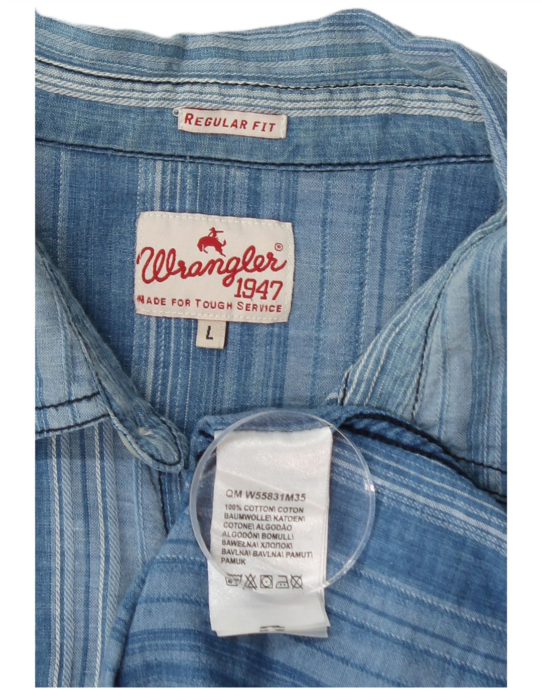 WRANGLER Camicia da uomo in flanella vestibilità regolare in cotone a righe grandi blu