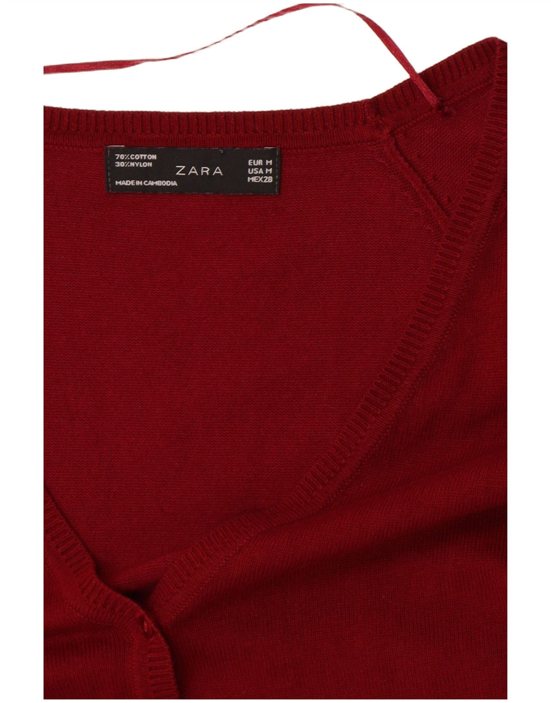 Maglione cardigan da donna Zara in cotone rosso medio