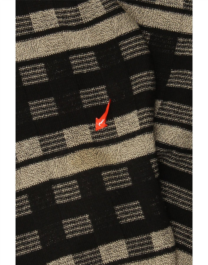 Maglione maglione girocollo da uomo vintage UK 38/40 medio nero geometrico