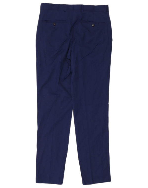 Pantaloni da abito slim da uomo Marks & Spencer W30 L29 blu navy in viscosa