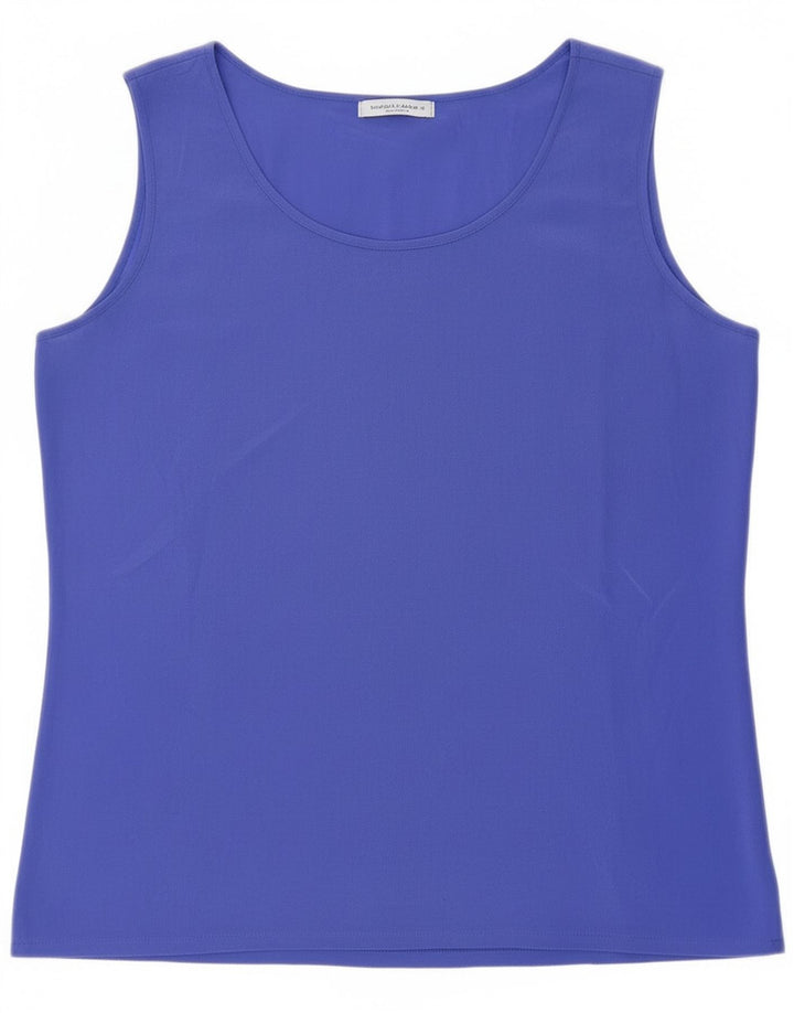 Canotta trasparente da donna vintage UK 8 piccola seta blu