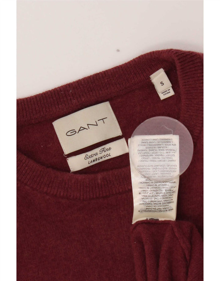 Gant Maglione girocollo da uomo in lana d'agnello bordeaux piccolo