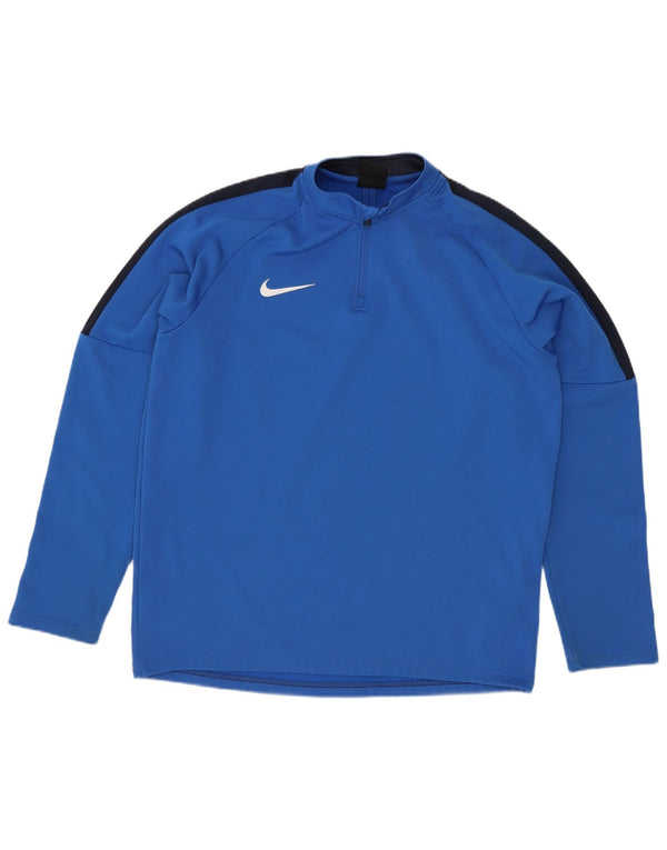 Top della tuta da ginnastica Nike da bambino con zip e collo, 13-14 anni, XL, colore blu