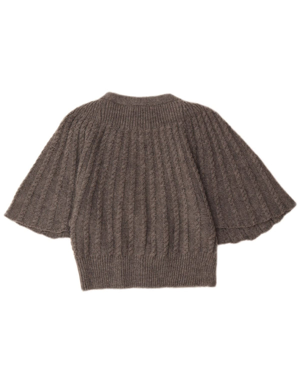 Massimo Dutti Maglione cardigan a pipistrello corto da donna UK 14 Grande acrilico grigio