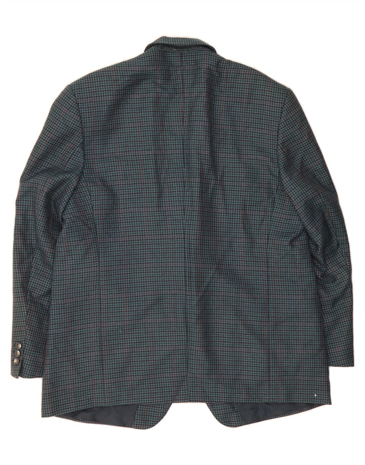 KONEN Mens 2 Button Blazer Jacket UK 40 Large Blue Houndstooth New Wool Vintage Konen and Second-Hand Konen from Messina Hembry 