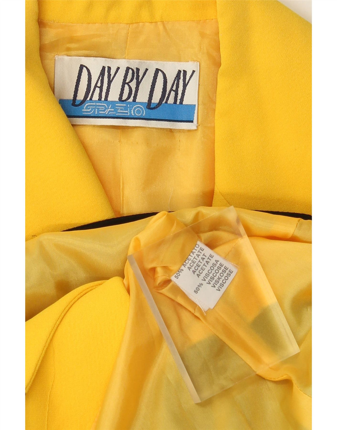 Giacca blazer vintage da donna a 3 bottoni UK 14 color block giallo medio