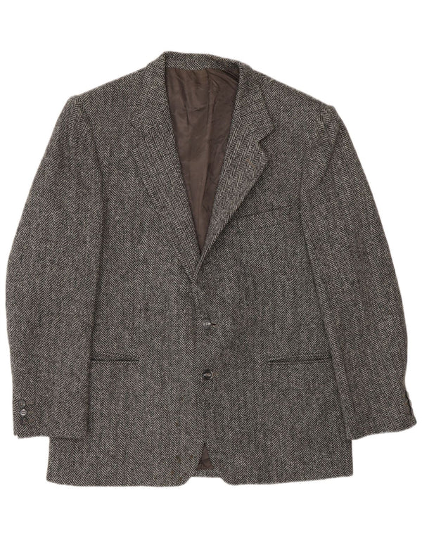 Giacca blazer a 2 bottoni da uomo Lanificio Campore UK 40 Large Grey Herringbone