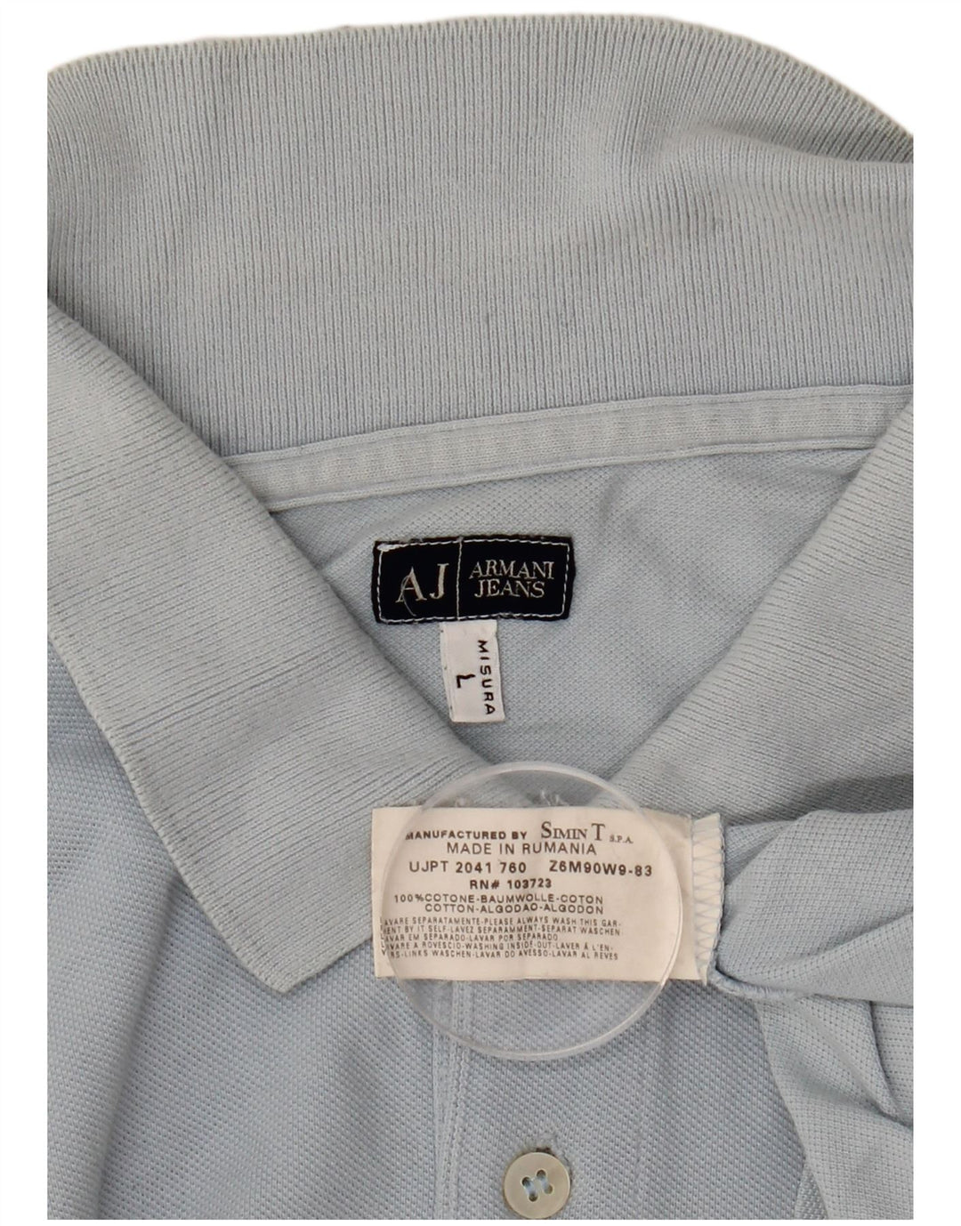 Polo Armani Uomo Large Blu In Cotone