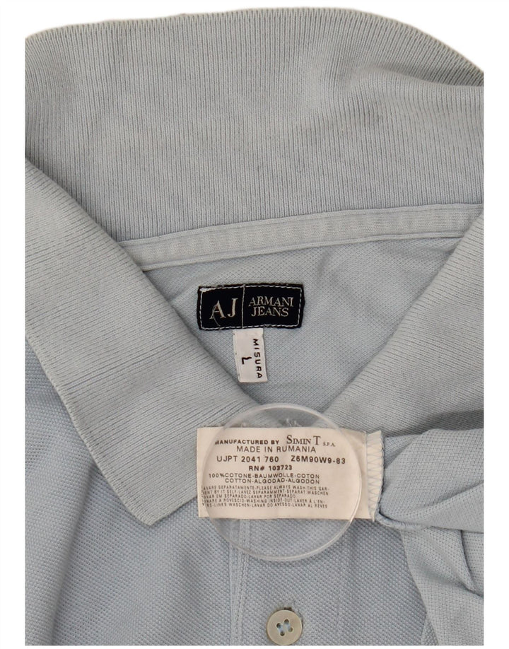 Polo Armani Uomo Large Blu In Cotone
