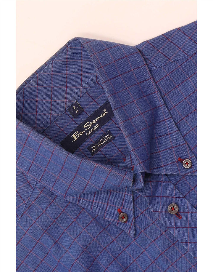 Camicia da uomo Ben Sherman in cotone a quadri blu medio