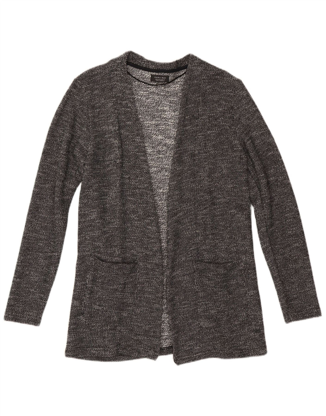Maglione cardigan da uomo Zara piccolo in cotone screziato nero