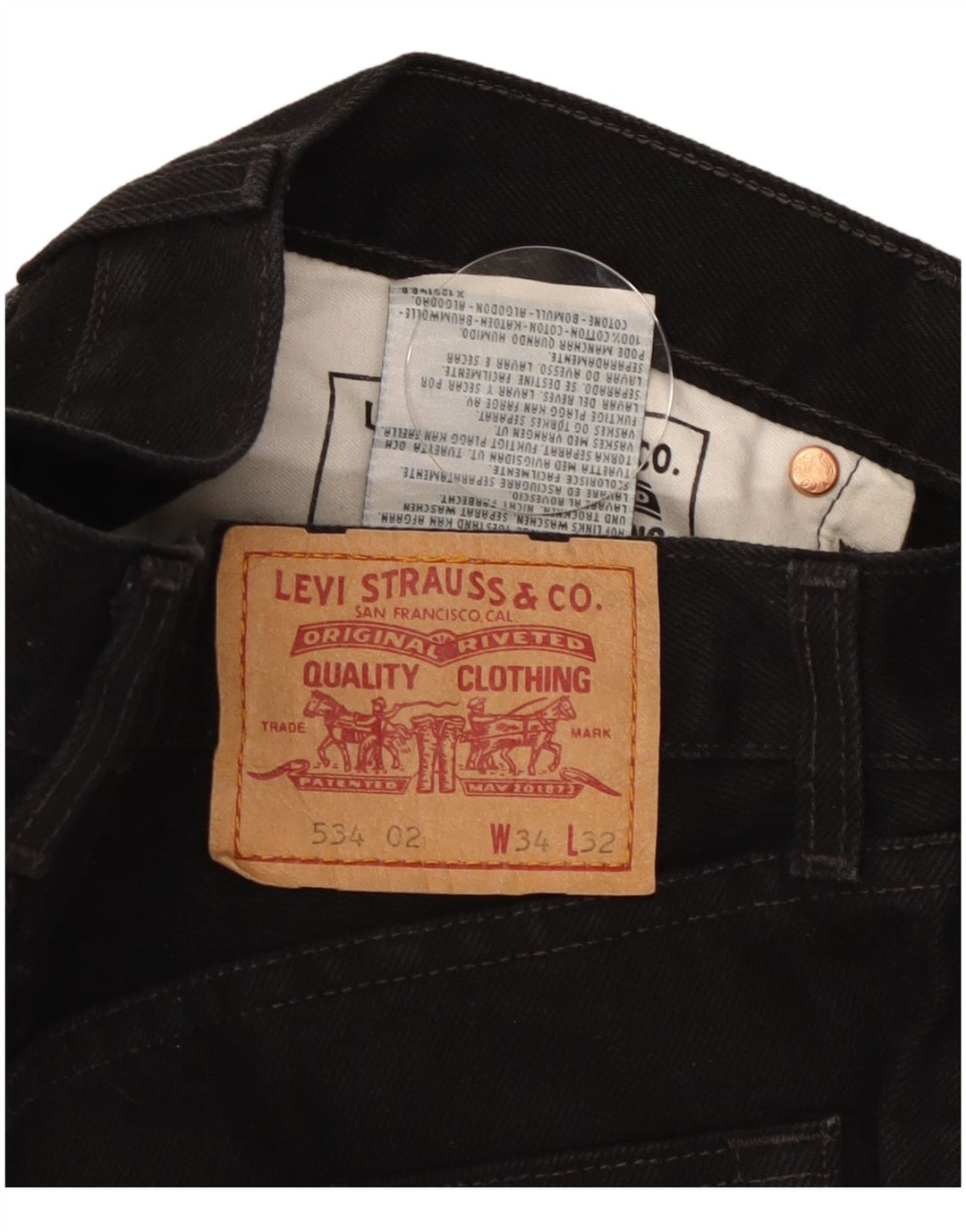 Levi's Uomo 534 Jeans dritti W34 L28 Cotone Nero