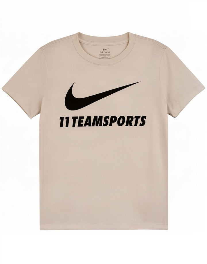 T-shirt grafica Nike Dri Fit da donna, taglia UK 12, poliestere bianco medio