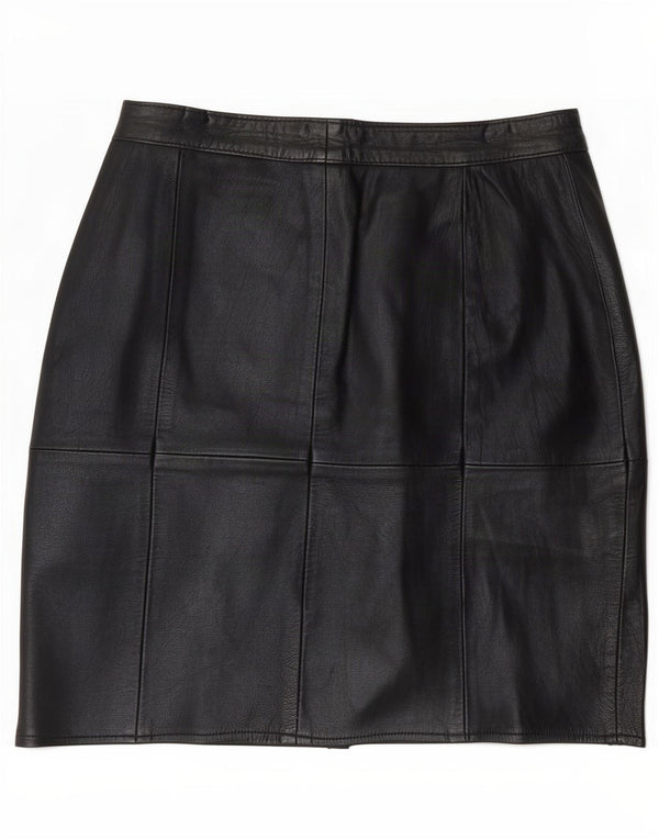 Vintage Womens Leather Skirt EU 40 Medium W28 Black