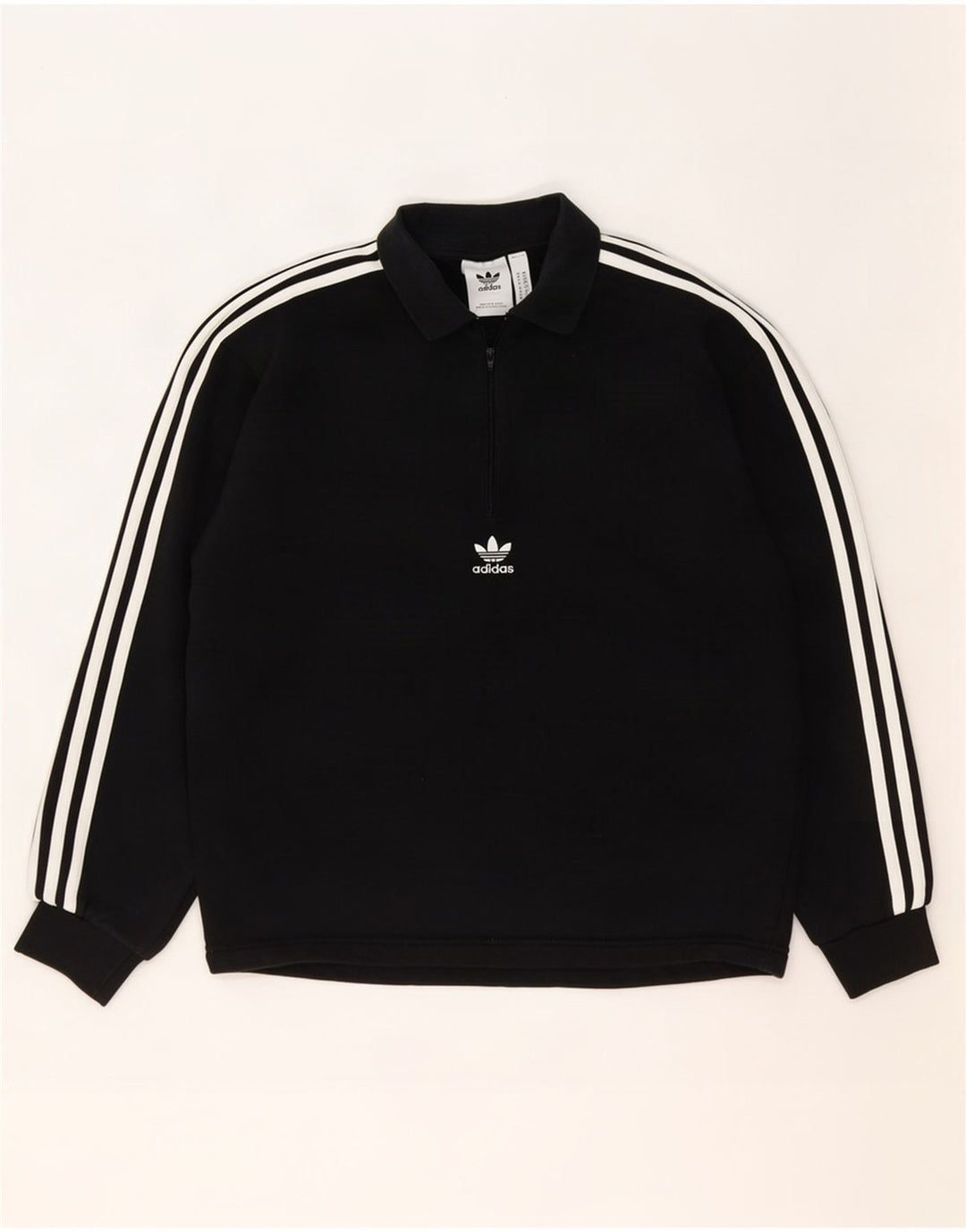 Felpa Adidas da uomo con collo a polo, maglione, cotone nero medio