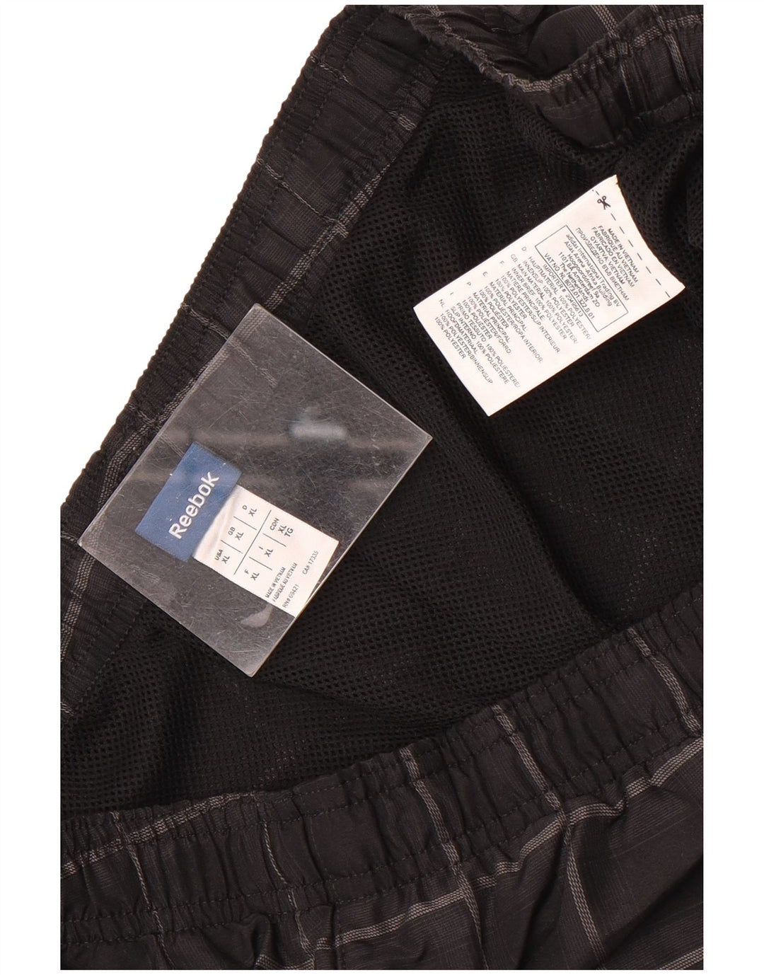 Pantaloncini sportivi Reebok da uomo XL neri a quadri in poliestere