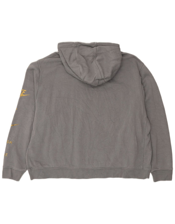 Felpa con cappuccio oversize grafica Nike Swoosh da donna UK 20 2XL Grigio Sport
