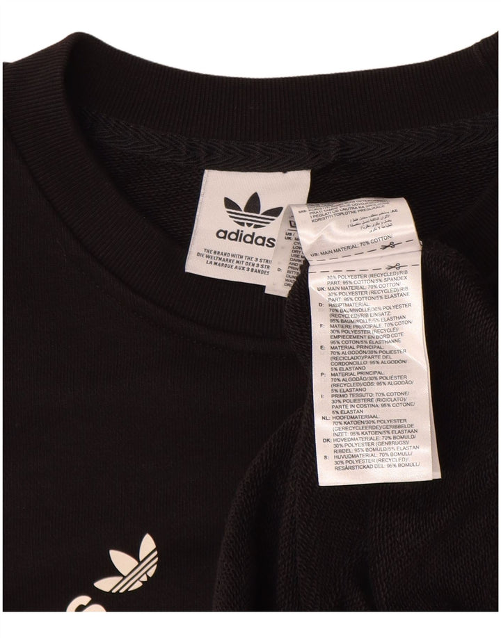 Felpa grafica da donna ADIDAS maglione UK 14 grande cotone nero