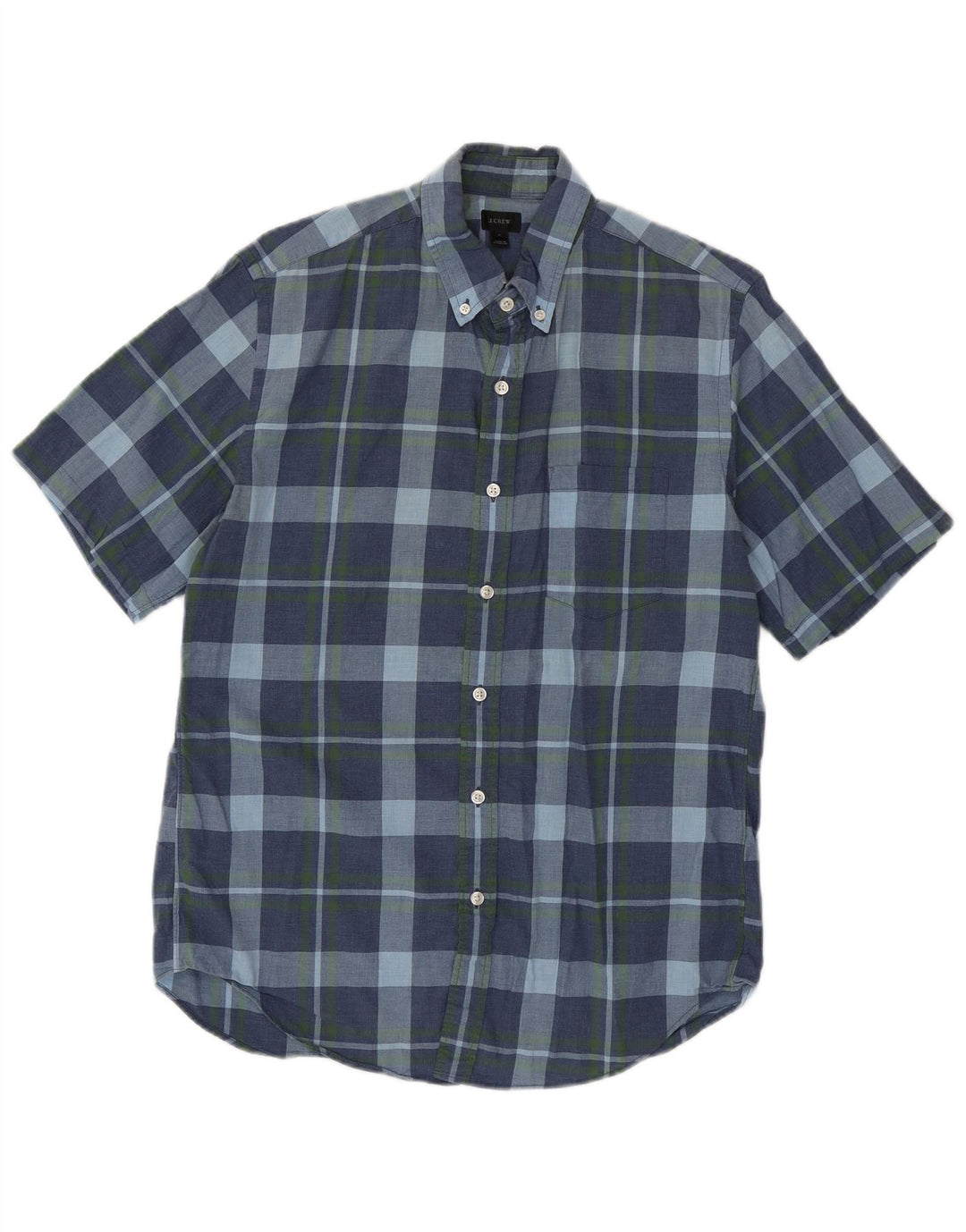 J. CREW Camicia a maniche corte da uomo a quadri blu navy medio