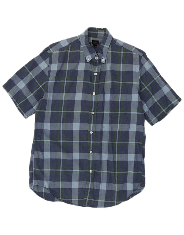 J. CREW Camicia a maniche corte da uomo a quadri blu navy medio