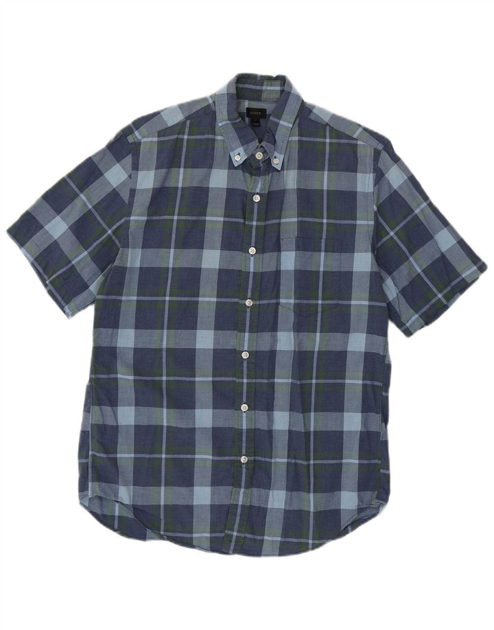 J. CREW Camicia a maniche corte da uomo a quadri blu navy medio