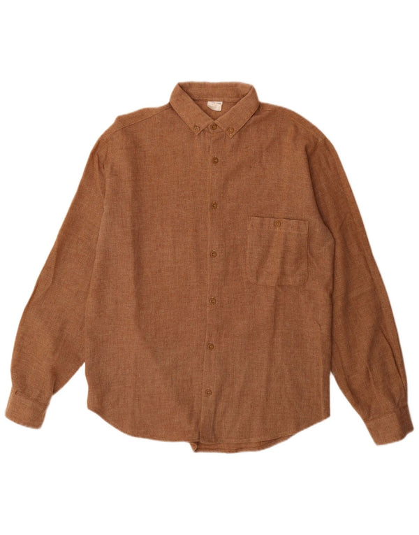 Camicia da uomo vintage taglia 39 in poliestere marrone medio