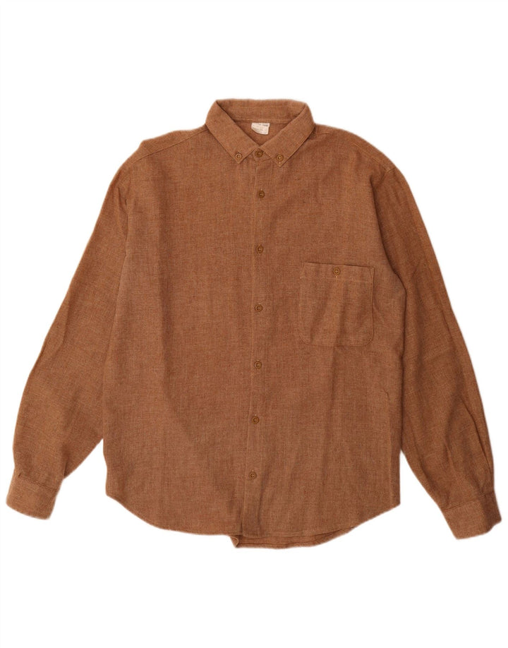 Camicia da uomo vintage taglia 39 in poliestere marrone medio