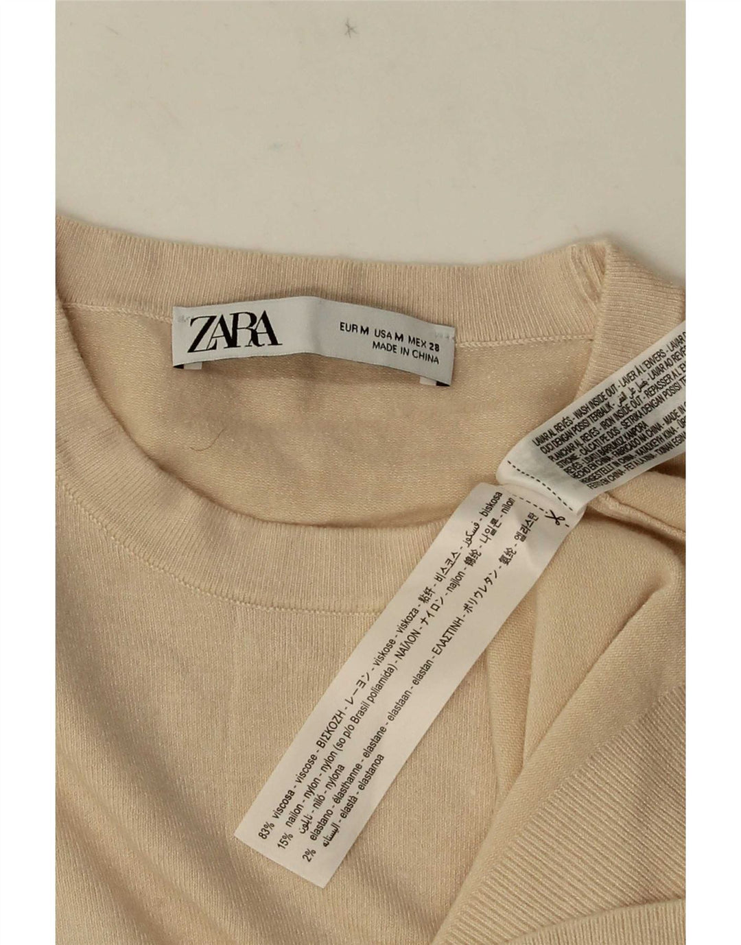 Maglione maglione girocollo da donna Zara UK 12 Viscosa beige medio