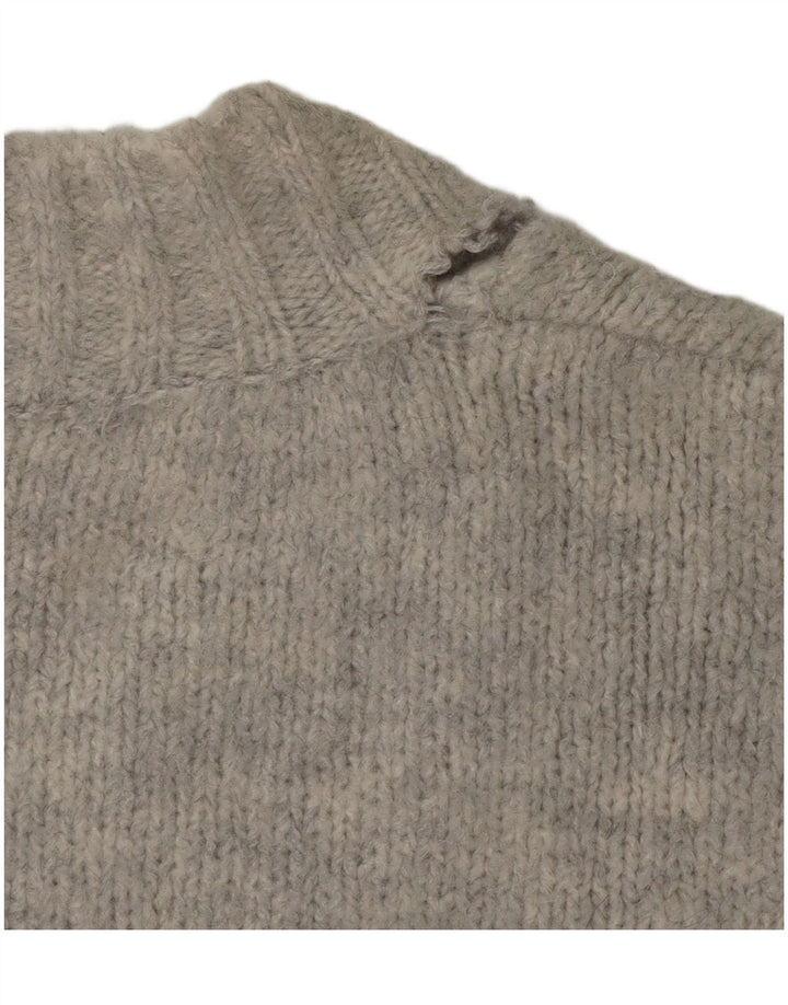 Maglione oversize con scollo a V da donna Zara UK 10 piccolo acrilico grigio