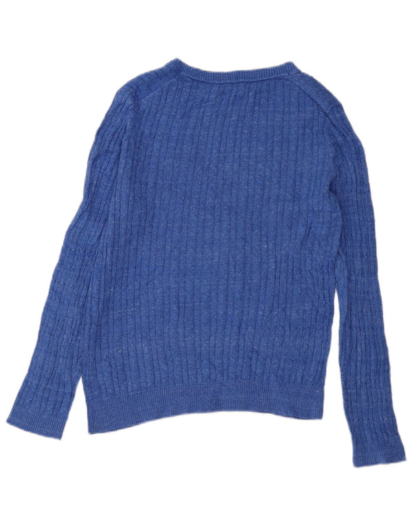 Maglione maglione con scollo a V da donna Tommy Hilfiger UK 12 Cotone blu medio