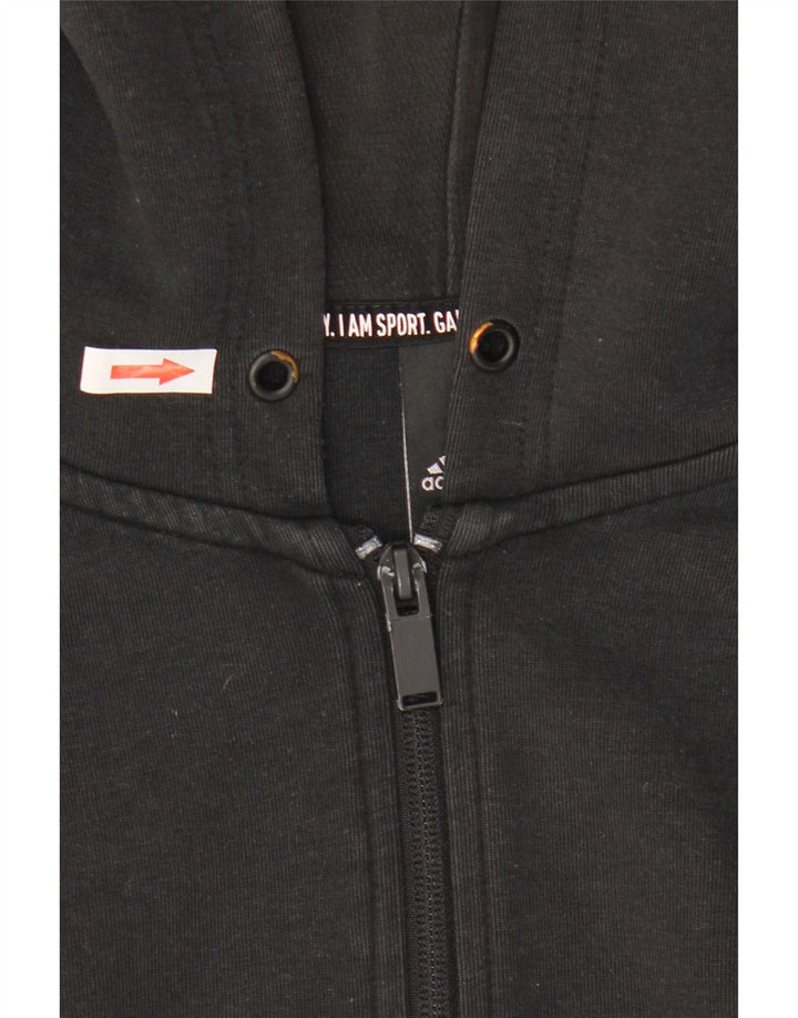 Maglione con cappuccio e zip Adidas da uomo in cotone nero medio
