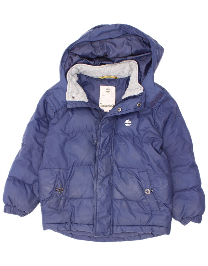 Giacca imbottita con cappuccio Timberland per ragazzi 4-5 anni in poliestere blu navy