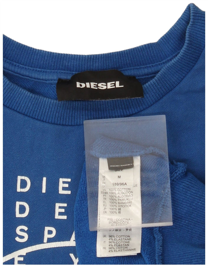 DIESEL Felpa grafica da uomo in cotone blu medio
