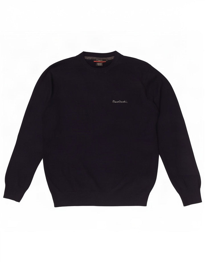 Maglione maglione girocollo da uomo Pierre Cardin piccolo acrilico blu navy