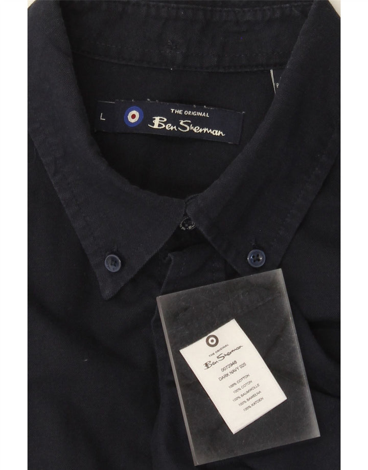 Camicia da uomo Ben Sherman grande in cotone blu navy