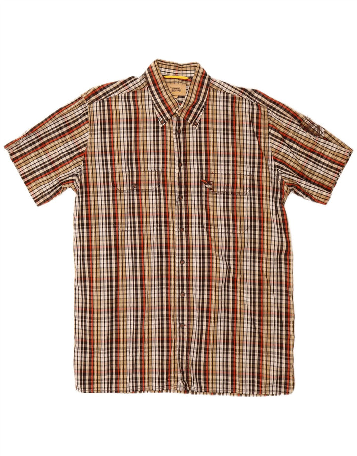 CAMEL ACTIVE Camicia a maniche corte da uomo in cotone a quadri multicolori grandi