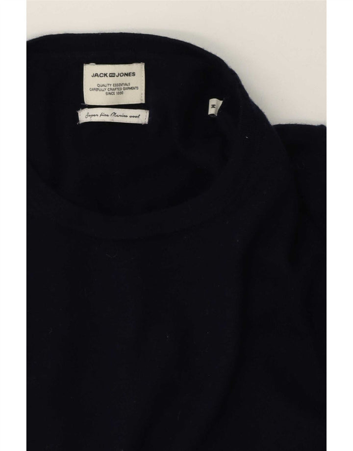 Maglione maglione girocollo da uomo Jack & Jones medio in lana merino blu navy