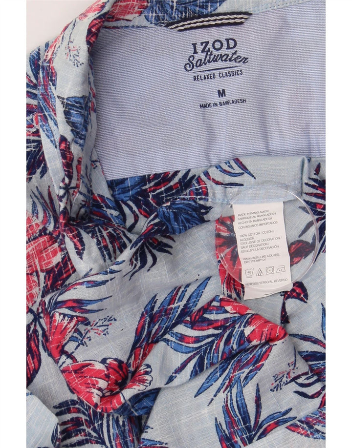 Camicia a maniche corte da uomo Izod Salt Water in cotone floreale blu medio