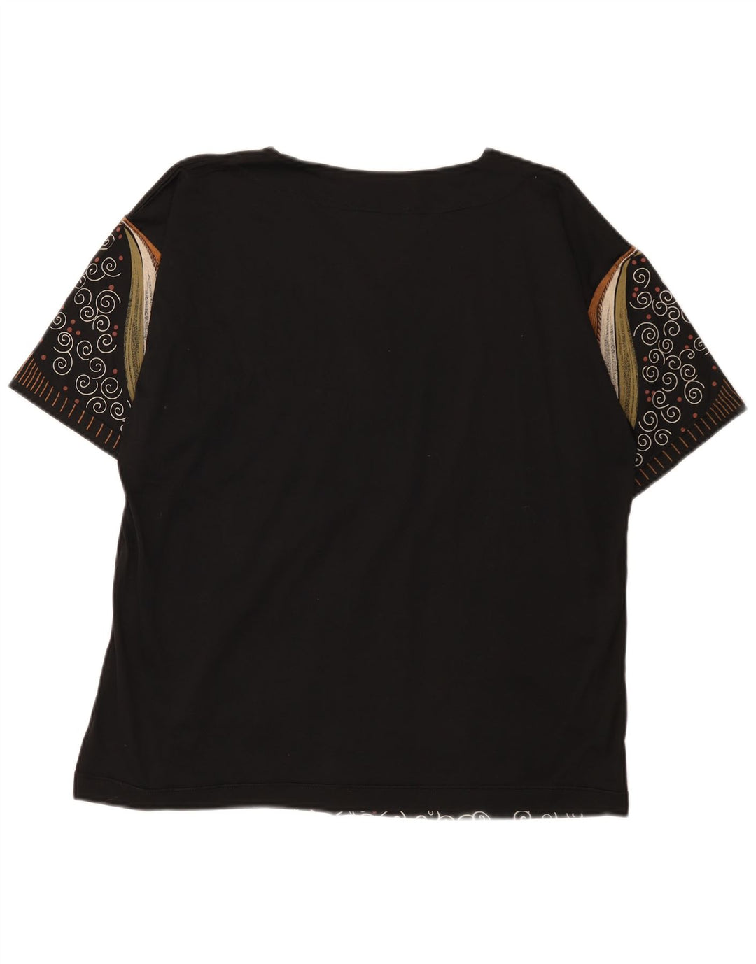 T-shirt grafica da donna vintage con motivo astratto Top UK 16 grande nera