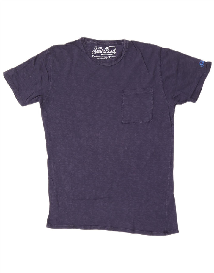 T-shirt da uomo MC2 SAINT BARTH Top medio in cotone screziato blu navy