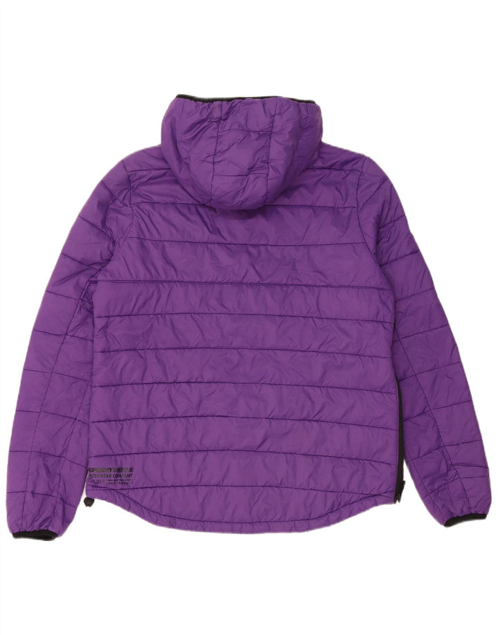 Giacca imbottita con cappuccio da donna SUPERDRY UK 12 Nylon viola medio
