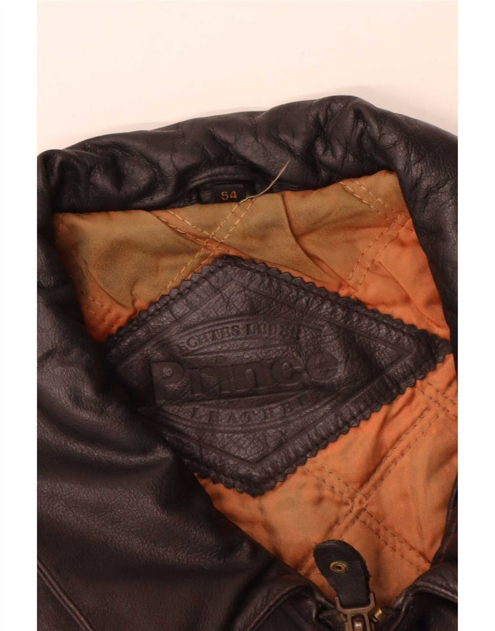 Gilet in pelle da uomo Prince IT 54 2XL Nero