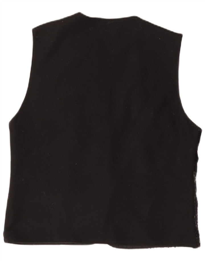 Gilet vintage da donna UK 14 patchwork nero medio