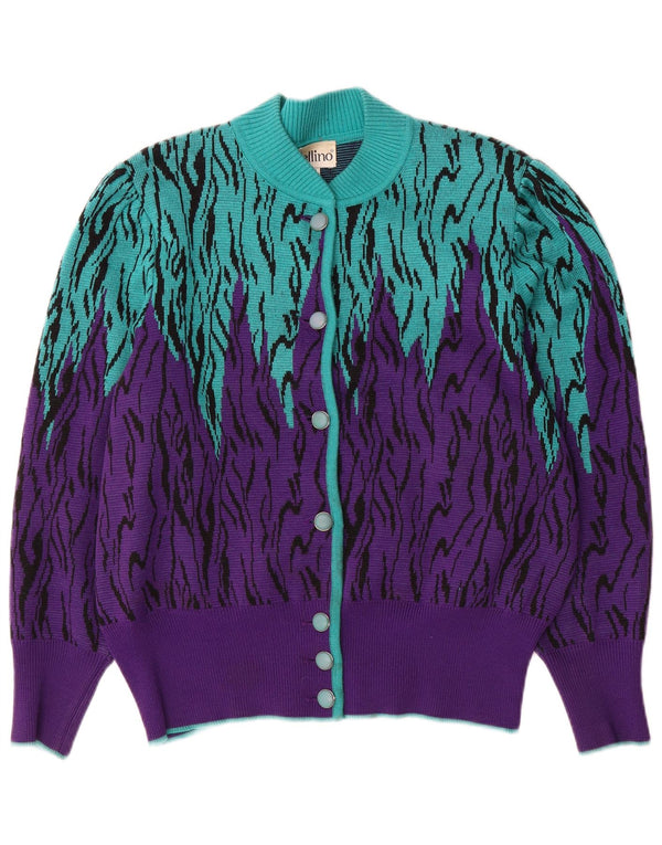 Maglione cardigan da donna dalla vestibilità regolare Bellino UK 16 Large Purple Colourblock