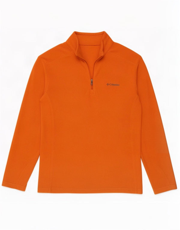 Maglione in pile da uomo Columbia con zip e collo in poliestere arancione medio