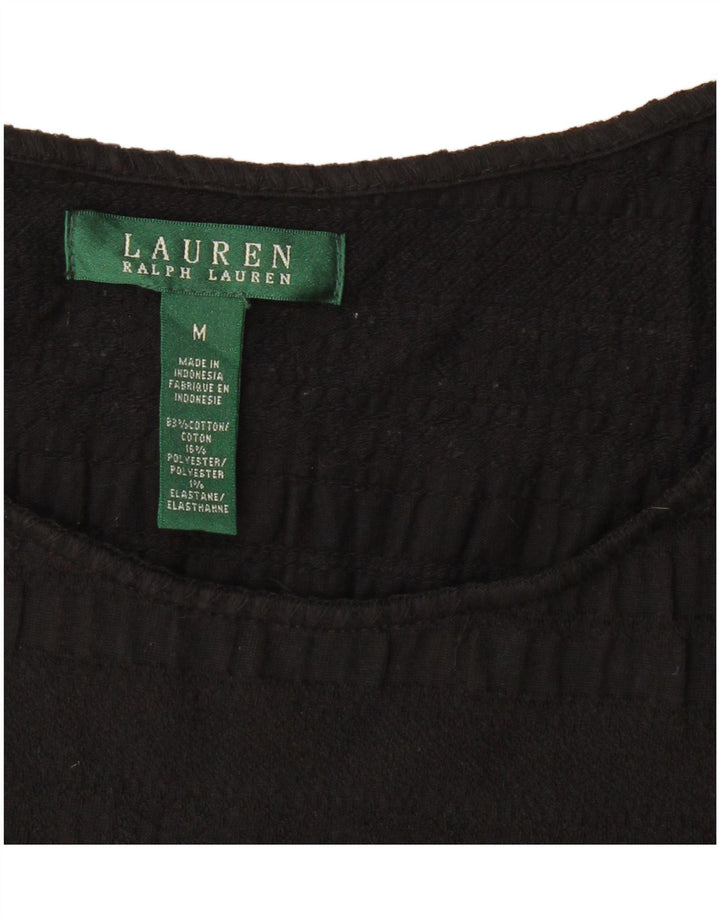 Top camicetta da donna RALPH LAUREN UK 12 cotone nero medio